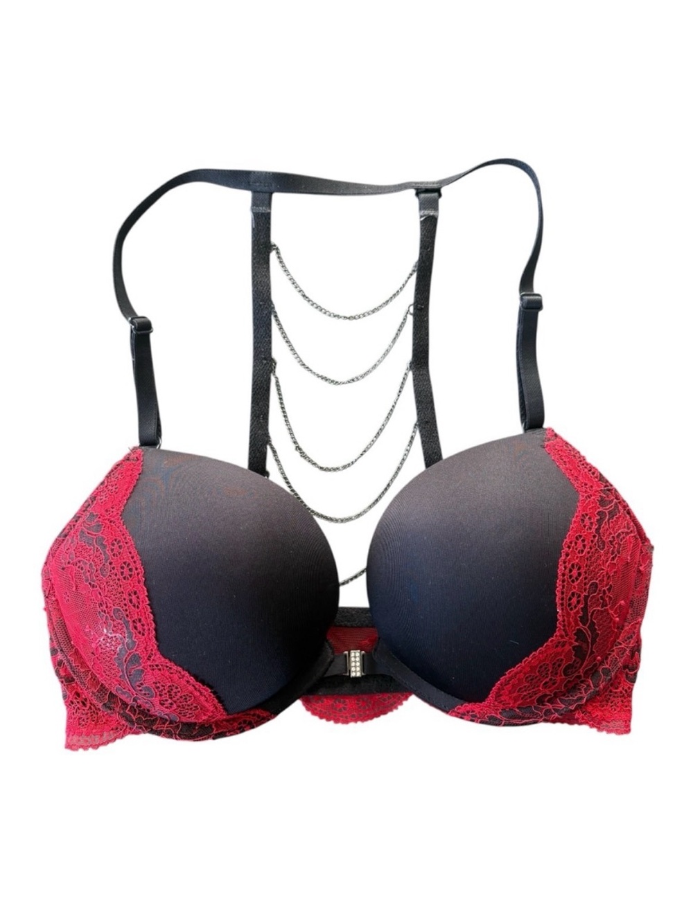 La Senza Ultra Push Up Bra Black Red Lace Size 32C
